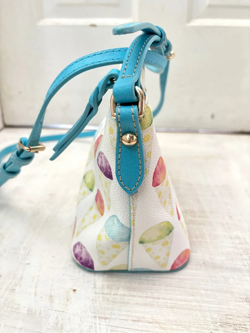 Dooney & Burke Suki Snow Cone Pattern Crossbody Bag Blue Limited Edition
